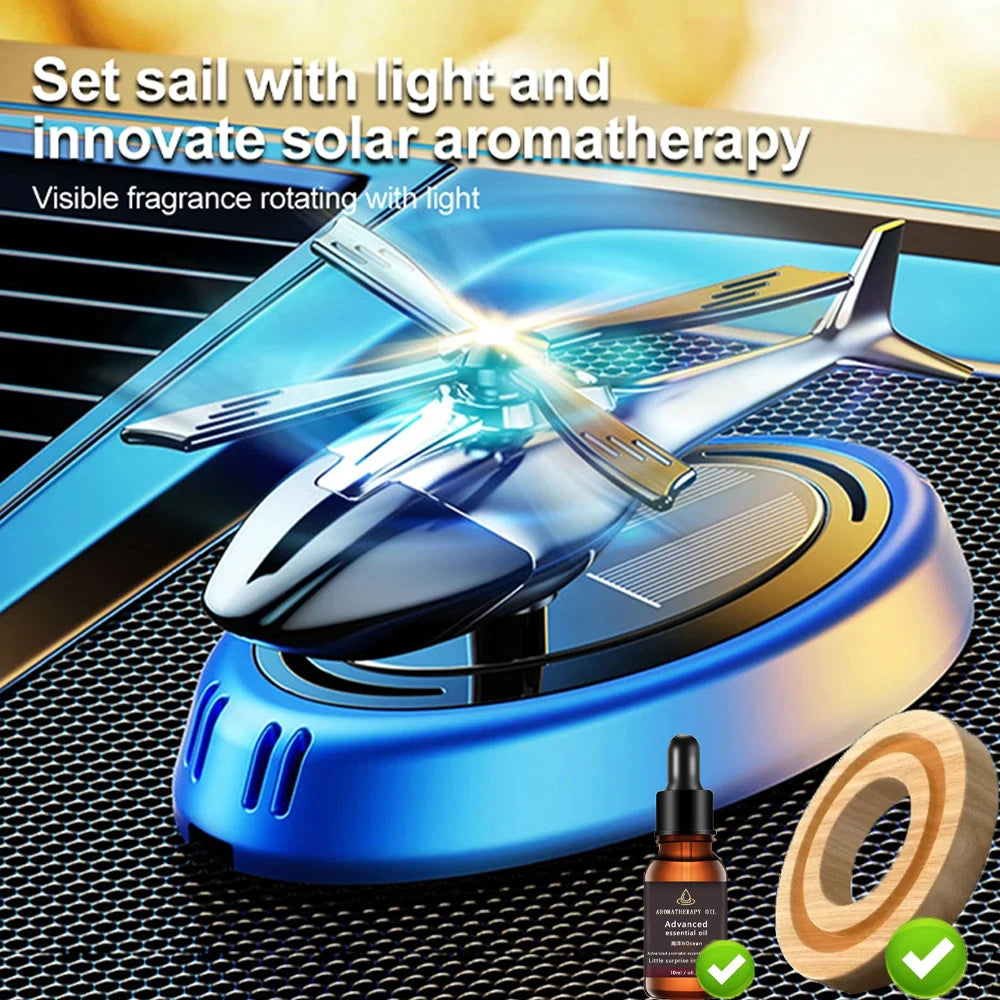 Solar Powered Rotation Helicopter  Aromatherapy Car