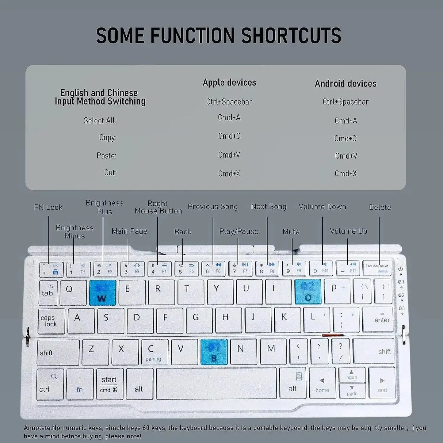 Foldable Bluetooth Keyboard with Magnetic Stand
