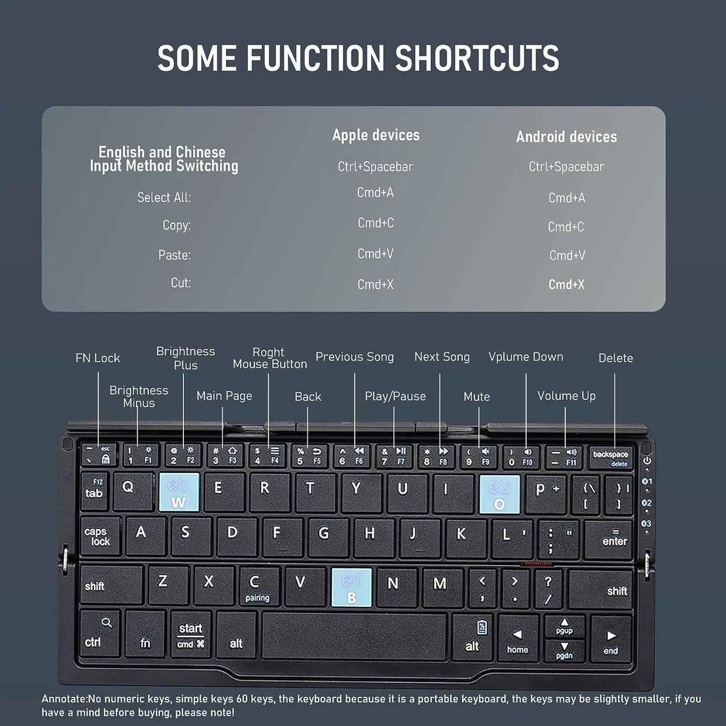 Foldable Bluetooth Keyboard with Magnetic Stand