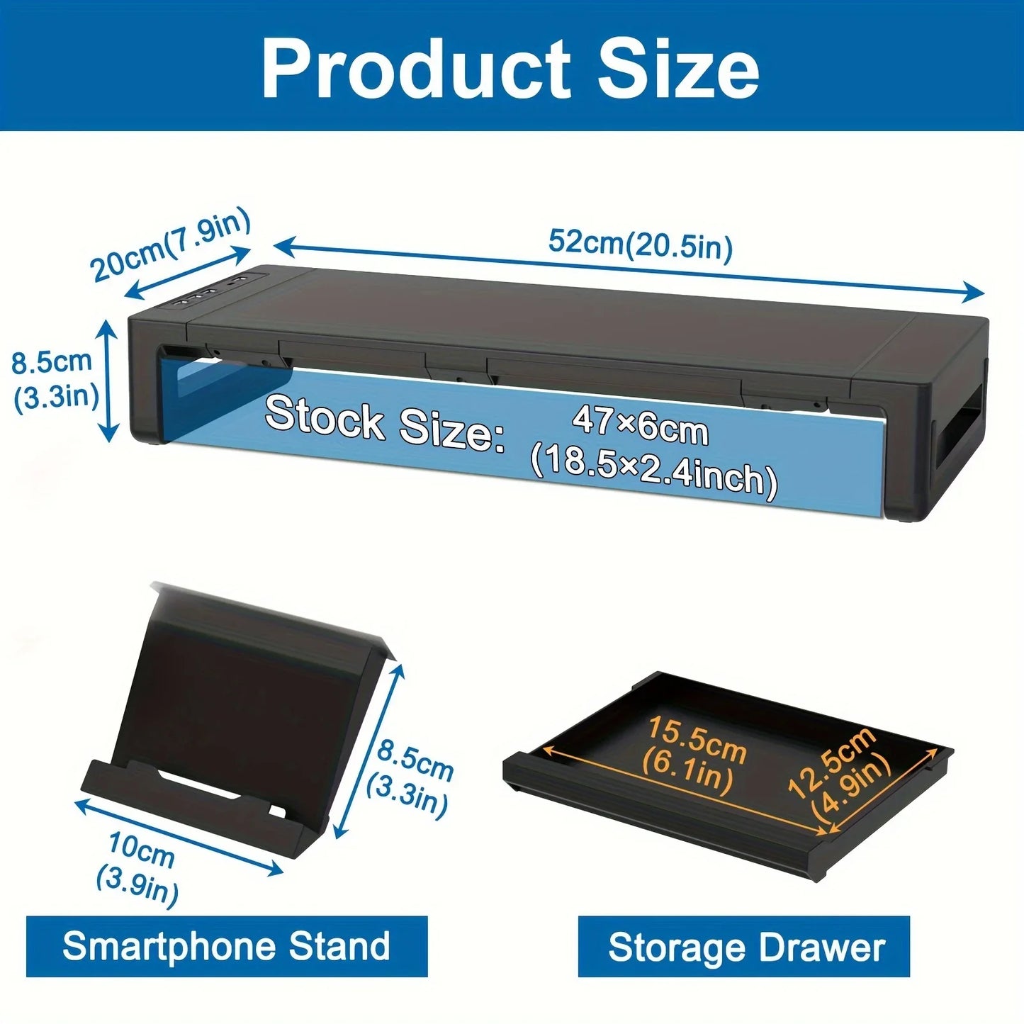 Monitor Stand  With USB,Storage Drawer &Stand Tablet Phone