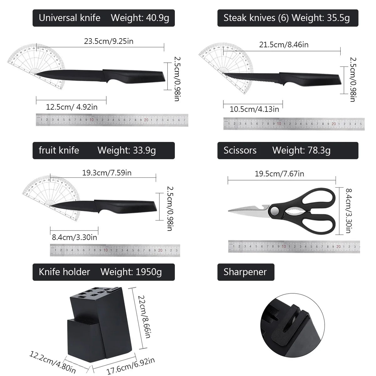 14 Pieces Kitchen Knife Block Set